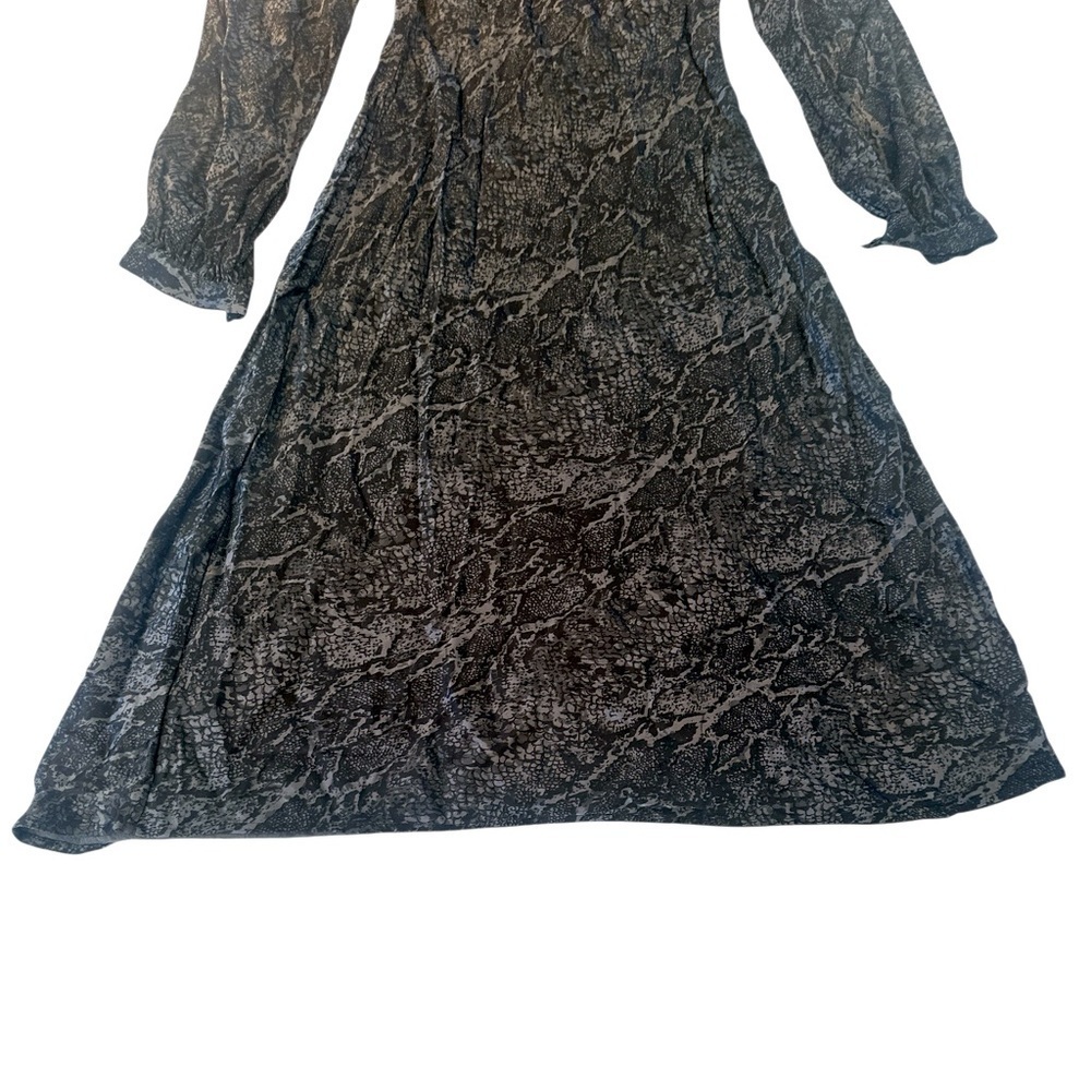 Rails Shiloh Charcoal Snakeskin V-neck Satin Midi Dress - Picture 7 of 15
